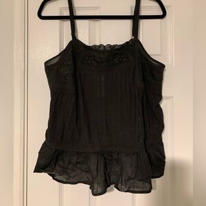 NWT Lucky Brand Black Lace Trim Women's Top